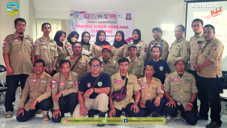 Penyelenggaraan Giat Rapat Koordinasi Bulanan Taruna Siaga Bencana (Tagana) Kota Tasikmalaya di Aula Dinas Sosial.